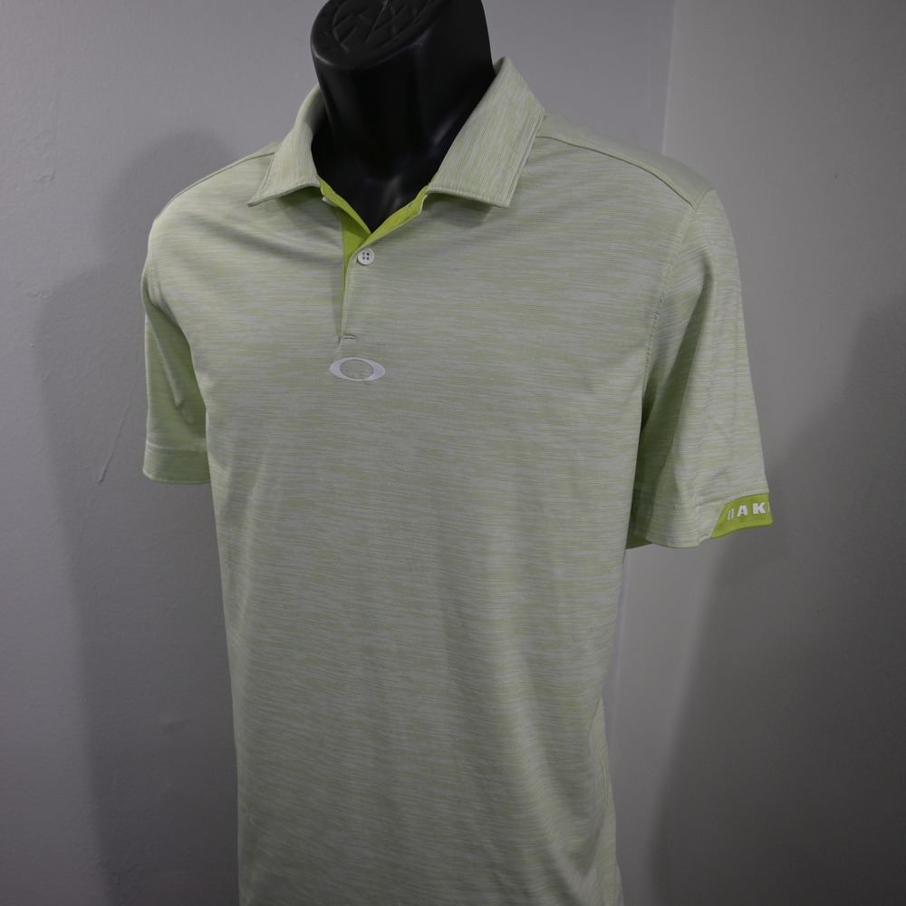 Oakley Golf Polo Mens Large Tailored Fit Green Space Dye Short Sleeve Logo